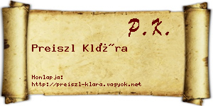 Preiszl Klára névjegykártya